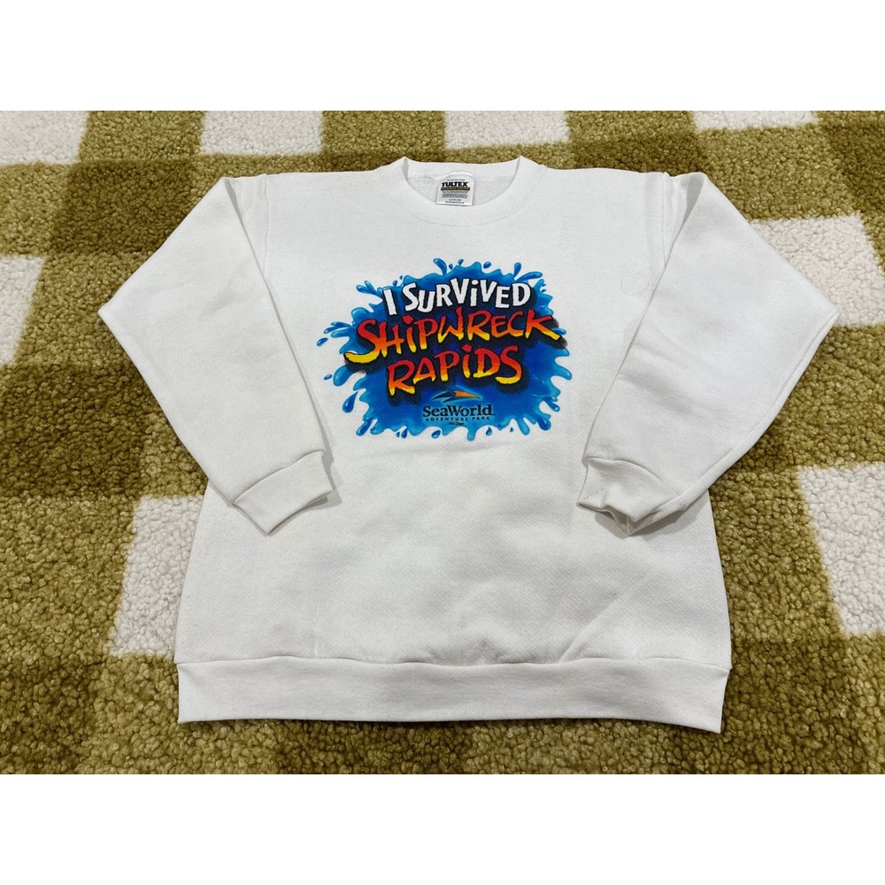 Vintage Tultex SeaWorld Shipwreck Rapids Sweatshirt White Youth L14-16 San Diego